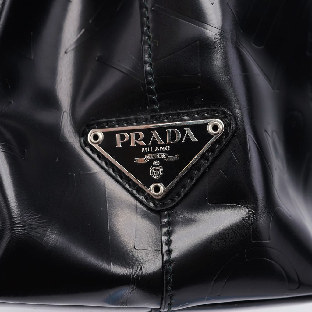Black Spazzolato Embossed Tote Bag