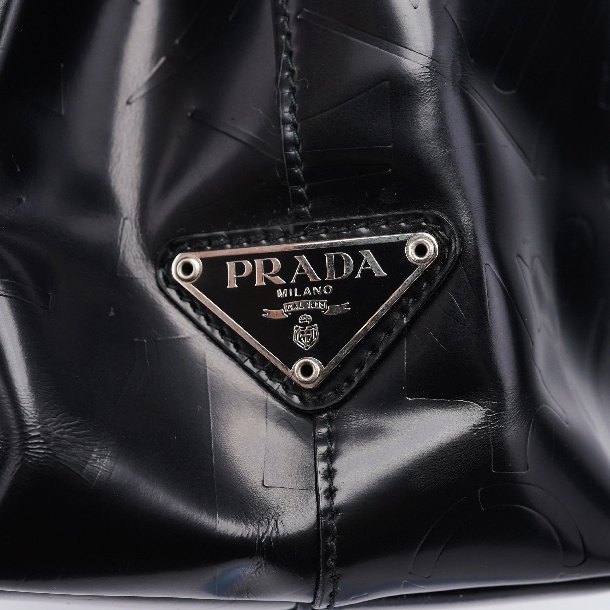 Black Spazzolato Embossed Tote Bag