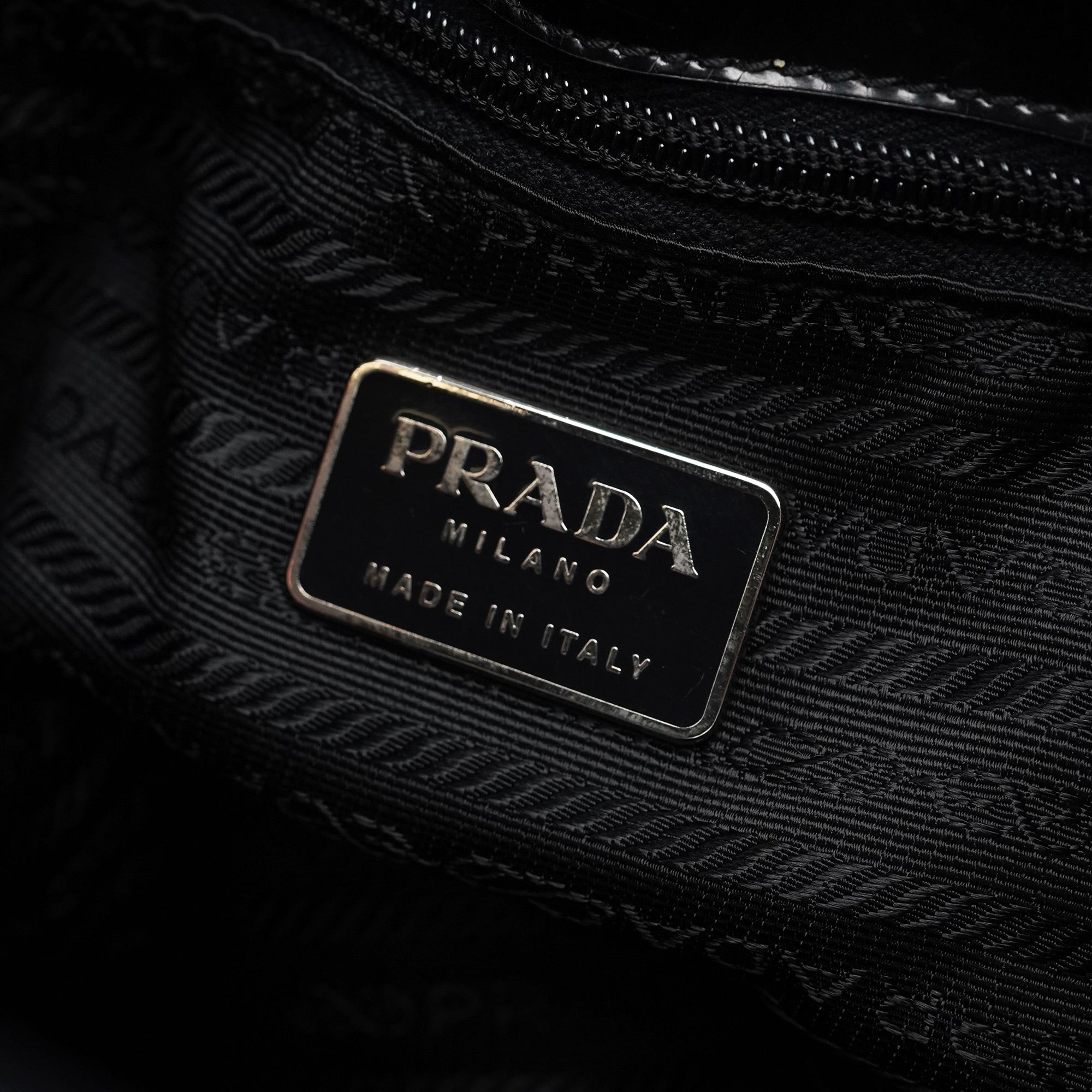 Black Spazzolato Embossed Tote Bag