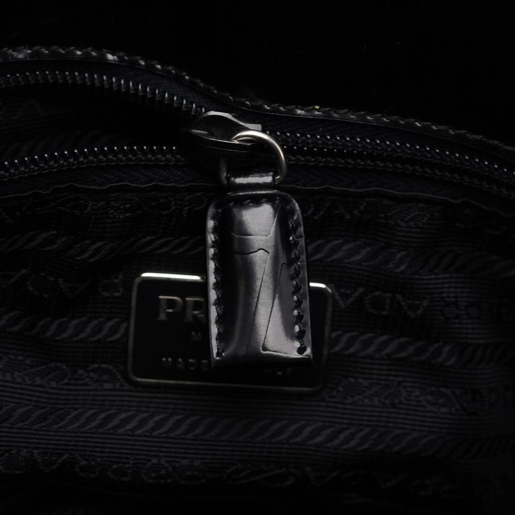 Black Spazzolato Embossed Tote Bag