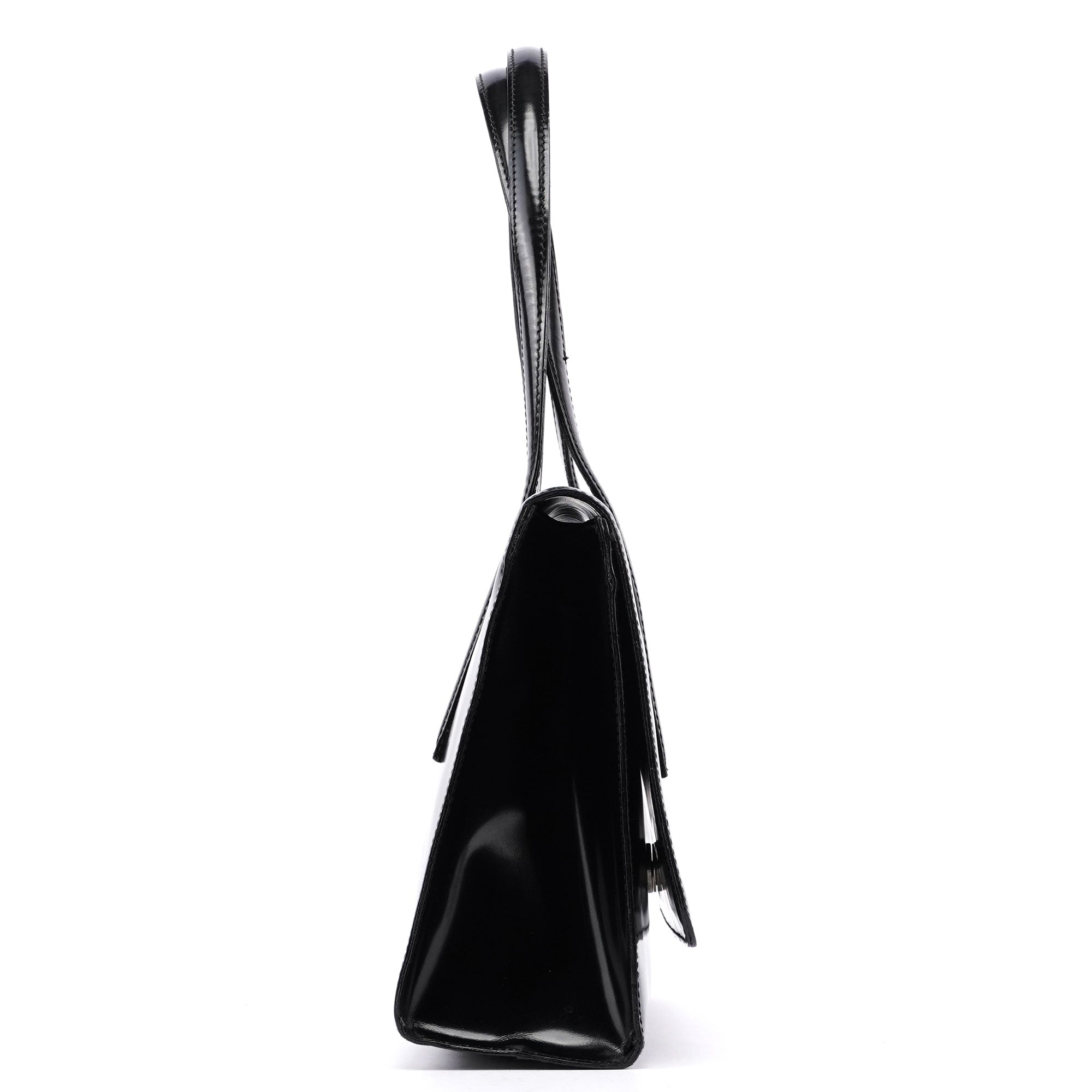 Black Spazzolato Flap Tote