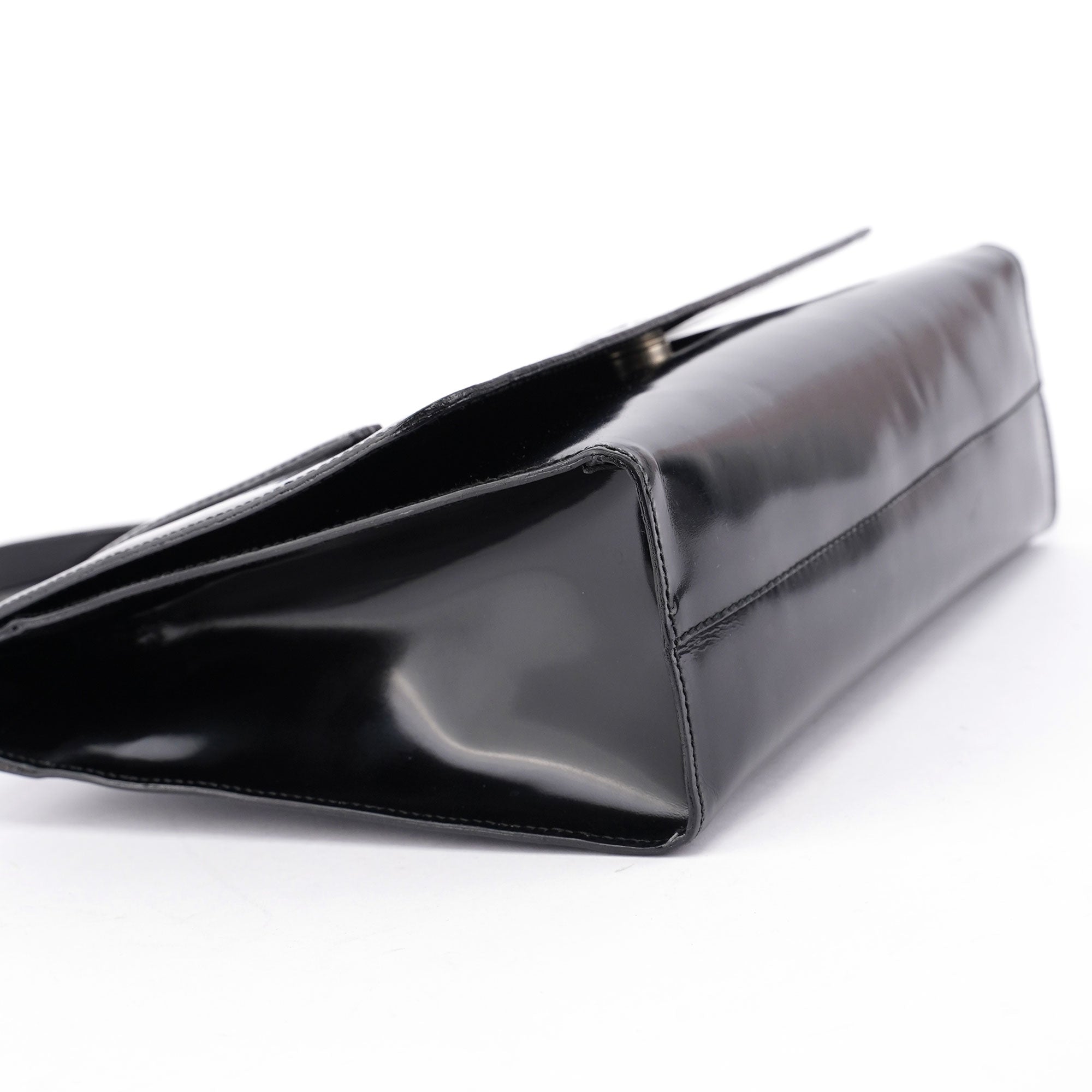 Black Spazzolato Flap Tote