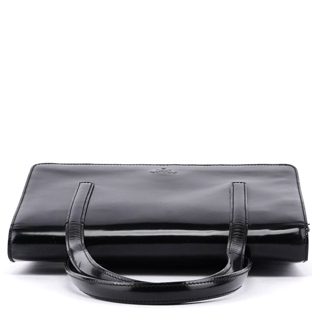 Black Spazzolato Flap Tote