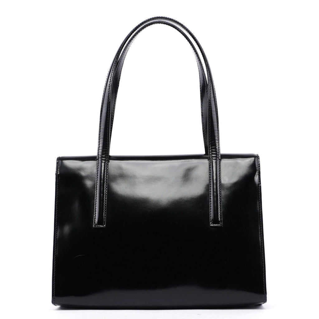 Black Spazzolato Flap Tote