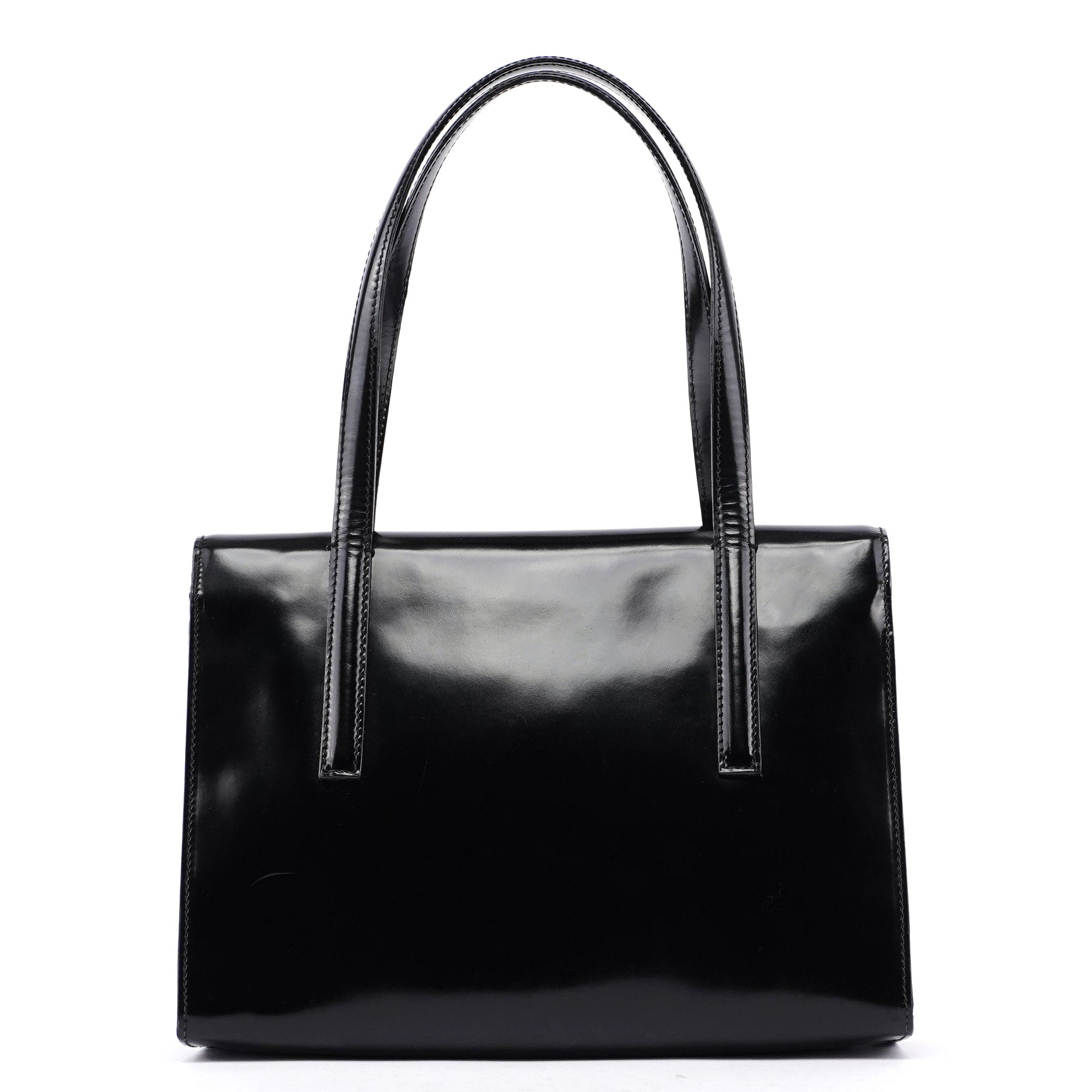 Black Spazzolato Flap Tote