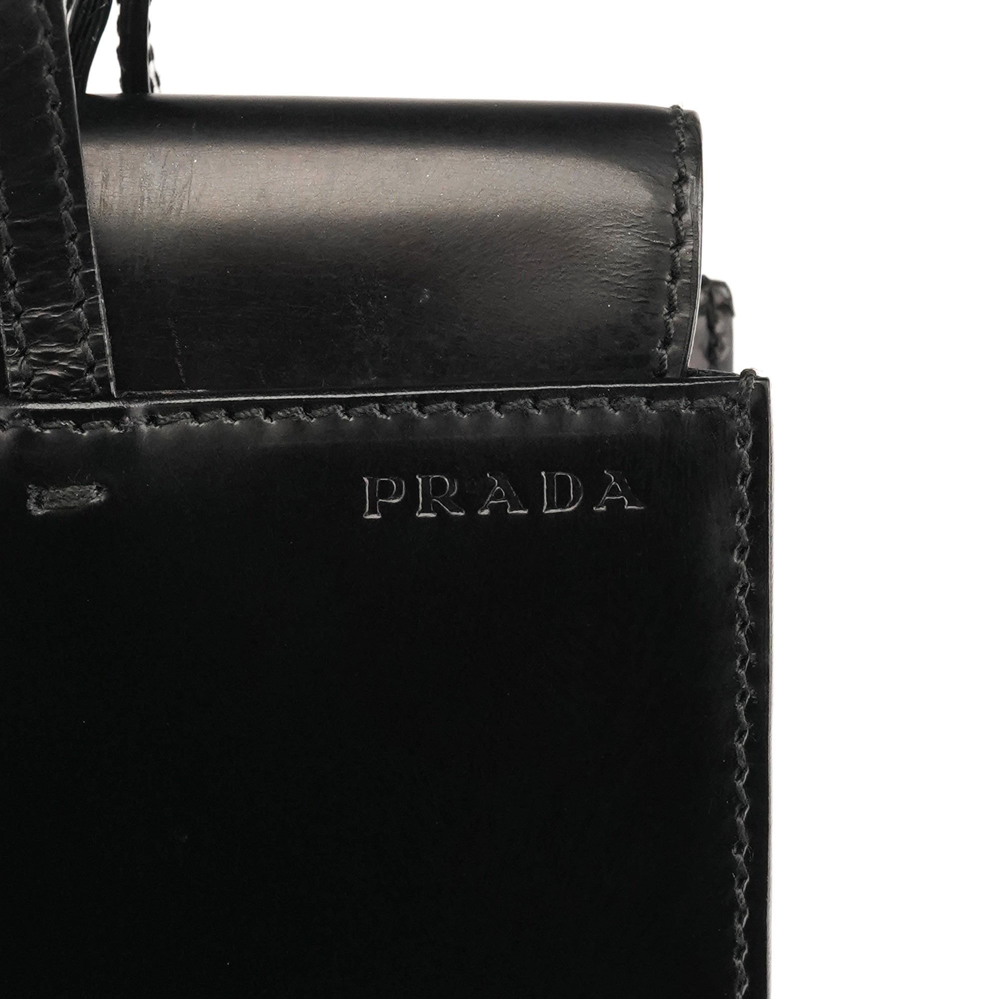Black Spazzolato Mini Tote Bag