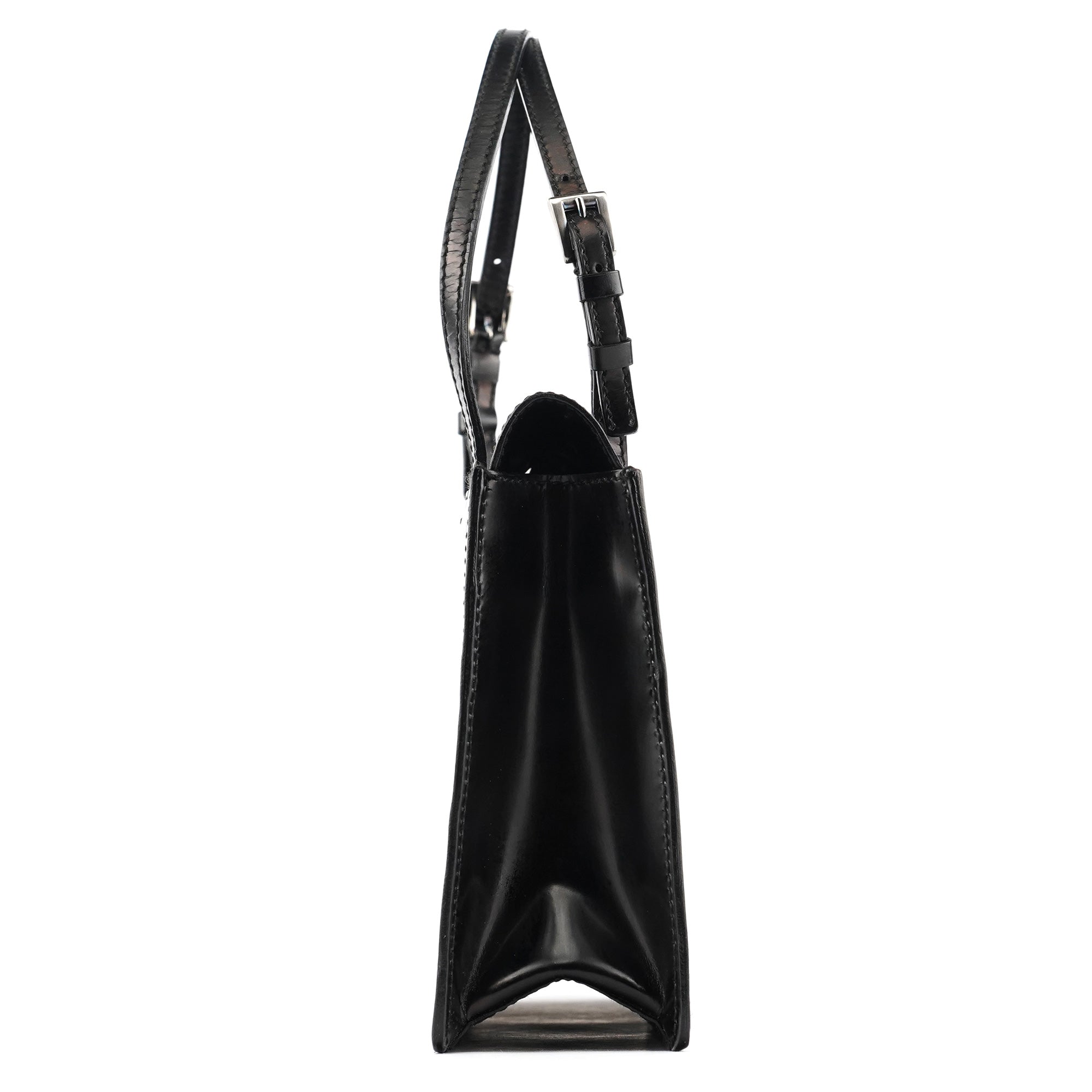 Black Spazzolato Mini Tote Bag