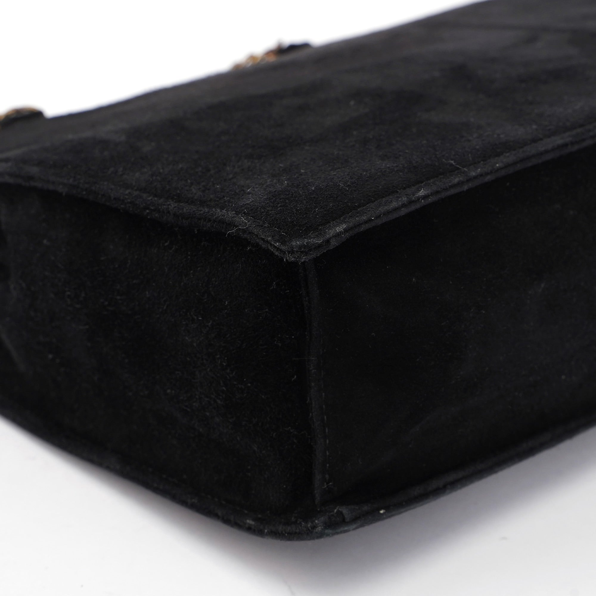 Black Suede Gold Chain Tote