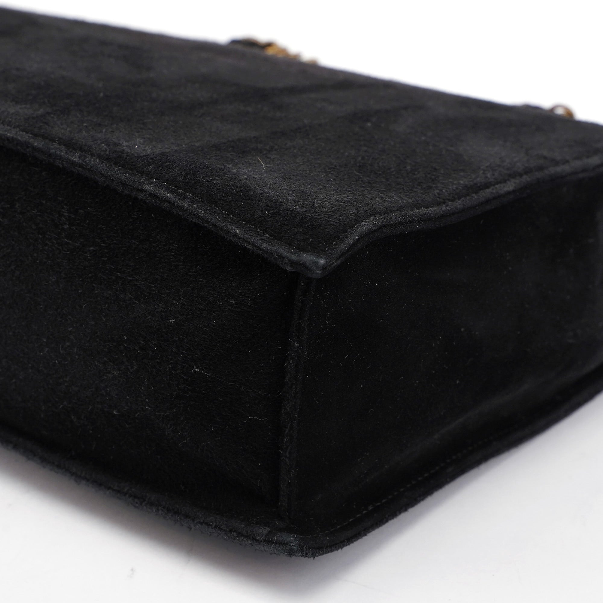 Black Suede Gold Chain Tote
