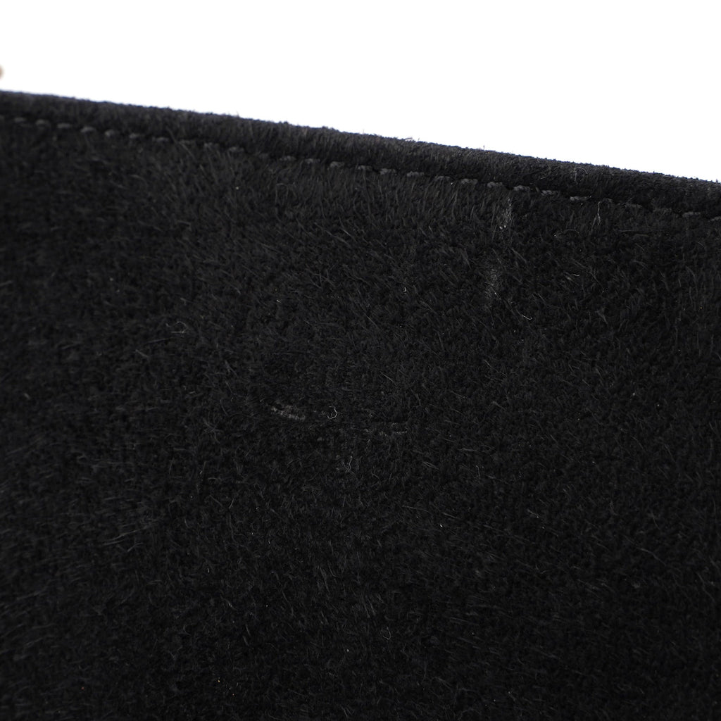 Black Suede Gold Chain Tote