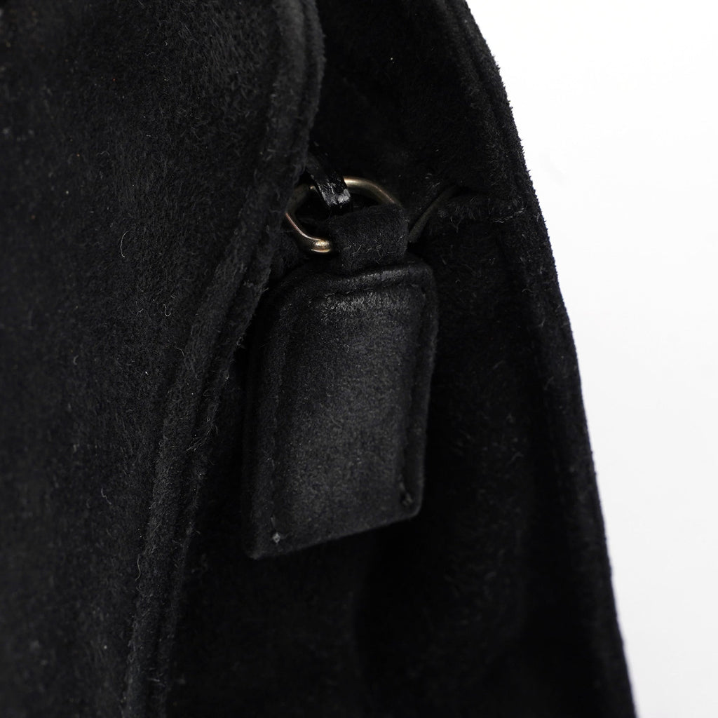 Black Suede Gold Chain Tote