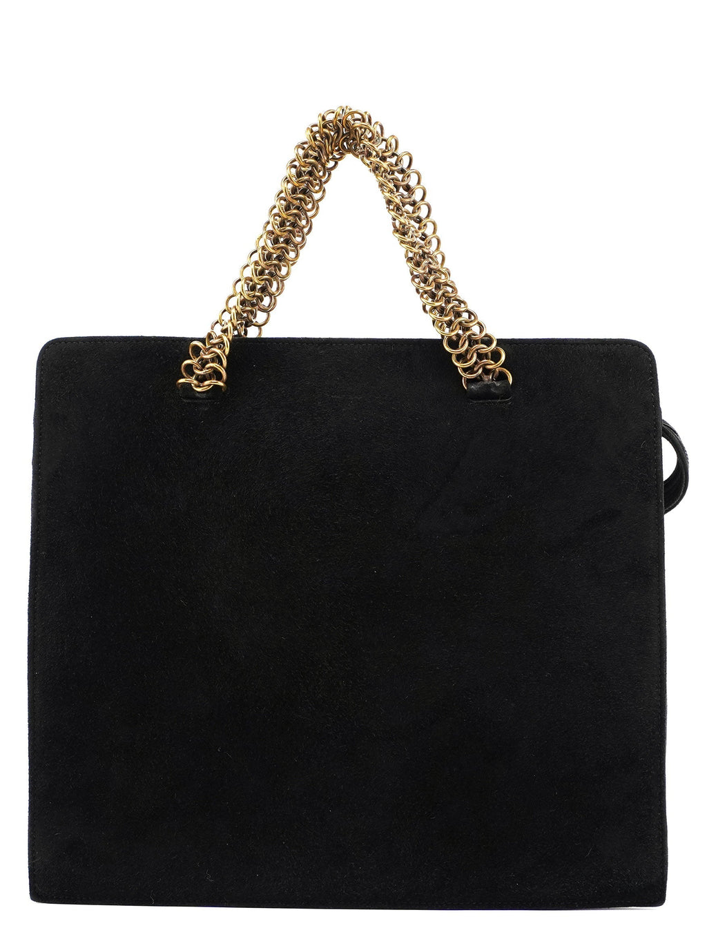 Black Suede Gold Chain Tote