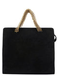 Black Suede Gold Chain Tote