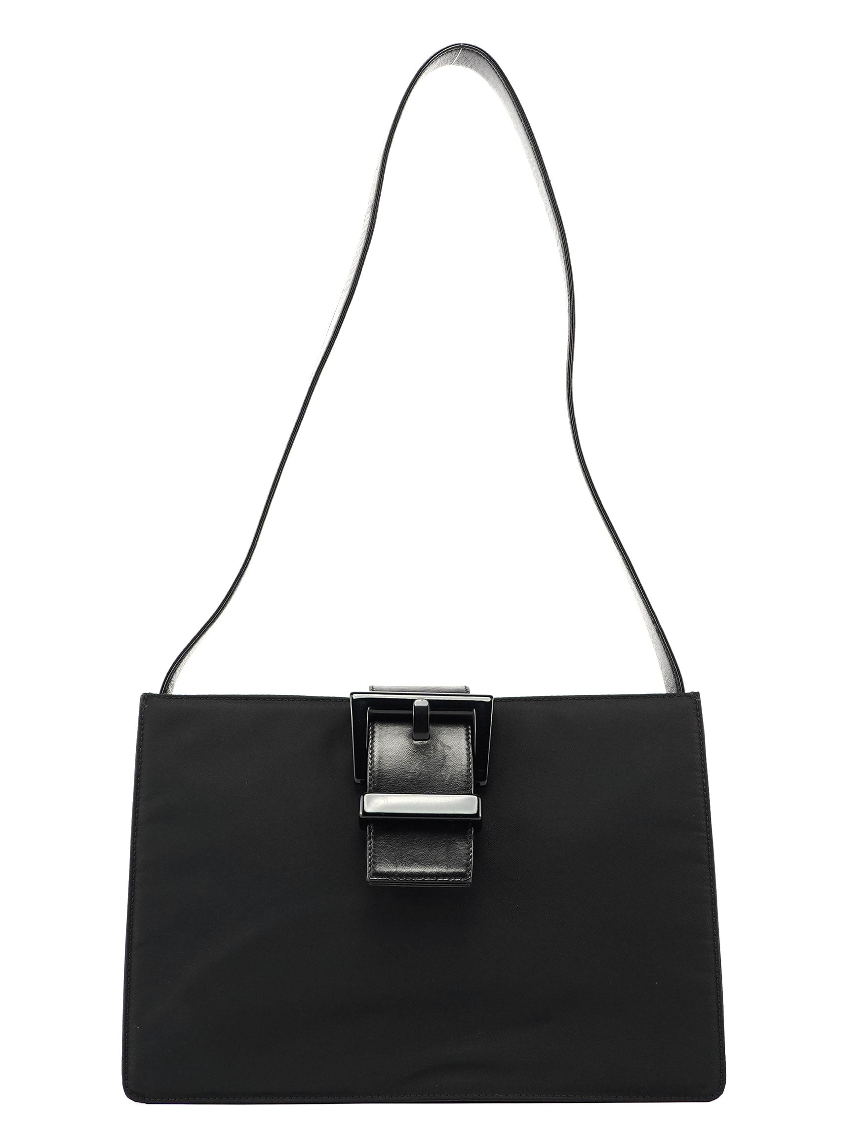 Black Tessuto Buckle Shoulder Bag
