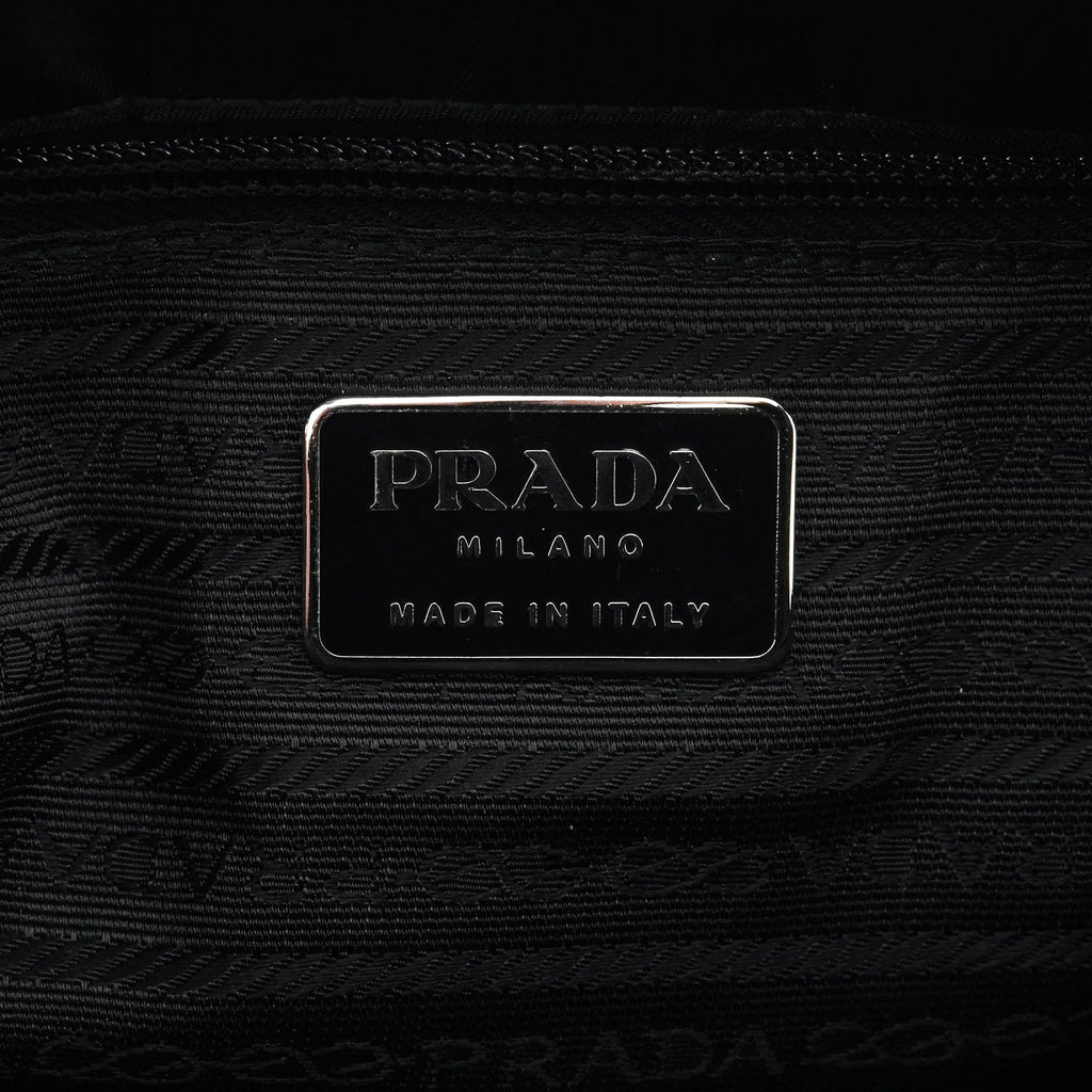 Black Tessuto Impuntu Chain Tote Bag