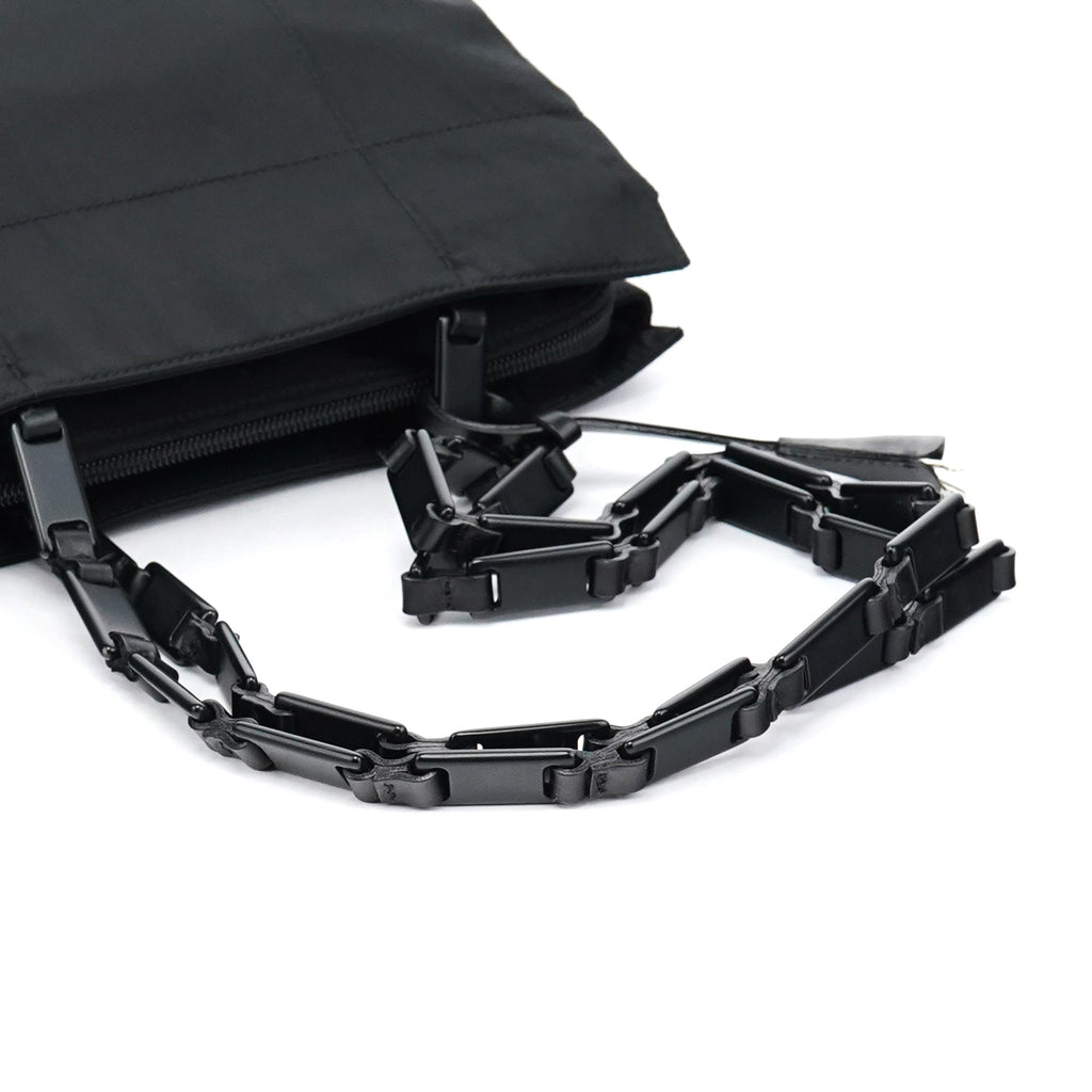 Black Tessuto Impuntu Chain Tote Bag