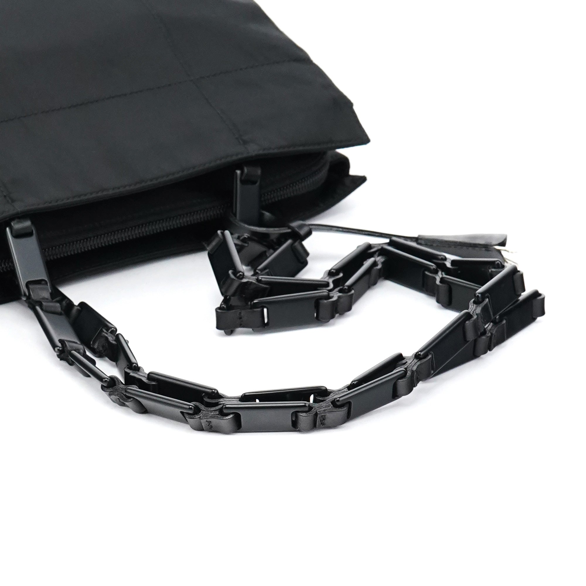 Black Tessuto Impuntu Chain Tote Bag