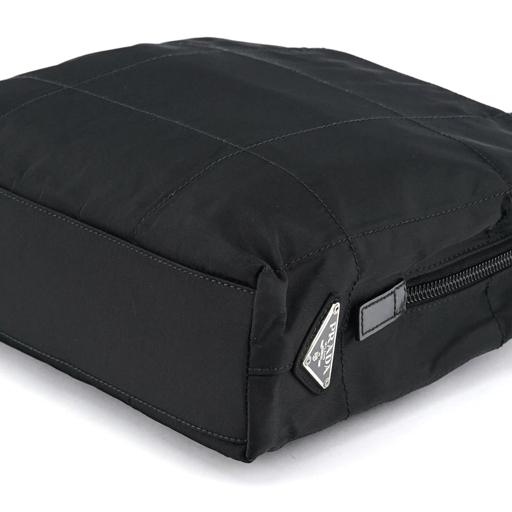 Black Tessuto Impuntu Chain Tote Bag