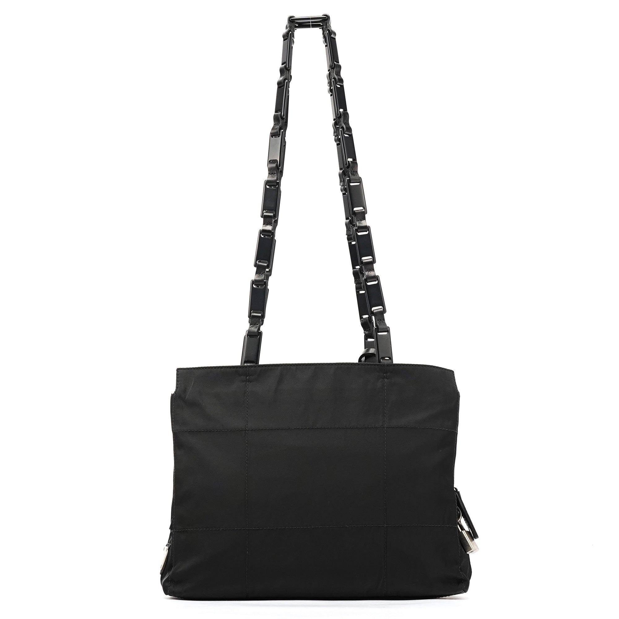 Black Tessuto Impuntu Chain Tote Bag