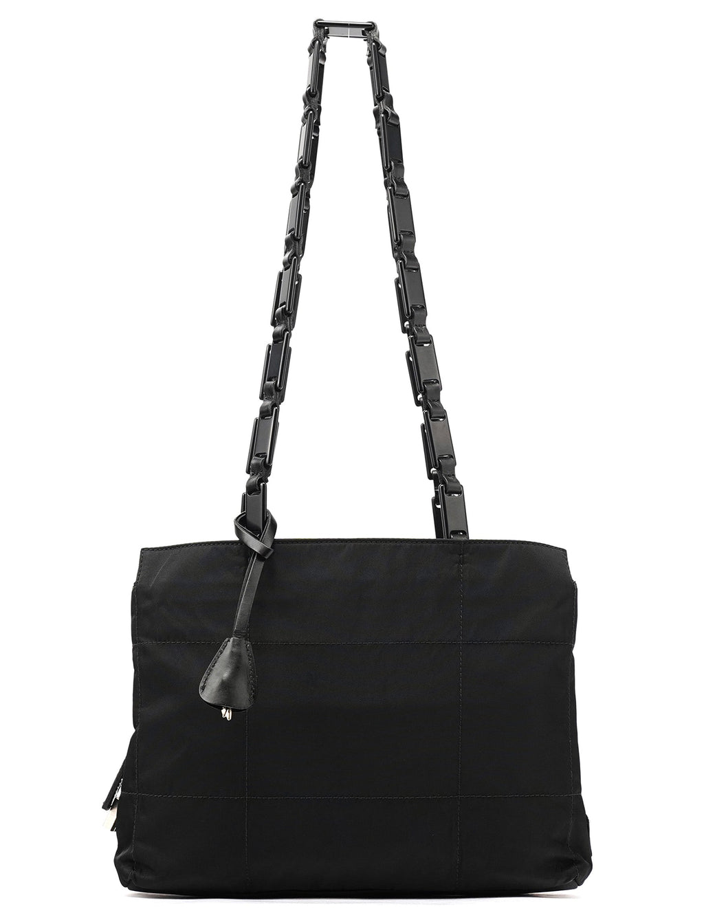 Black Tessuto Impuntu Chain Tote Bag