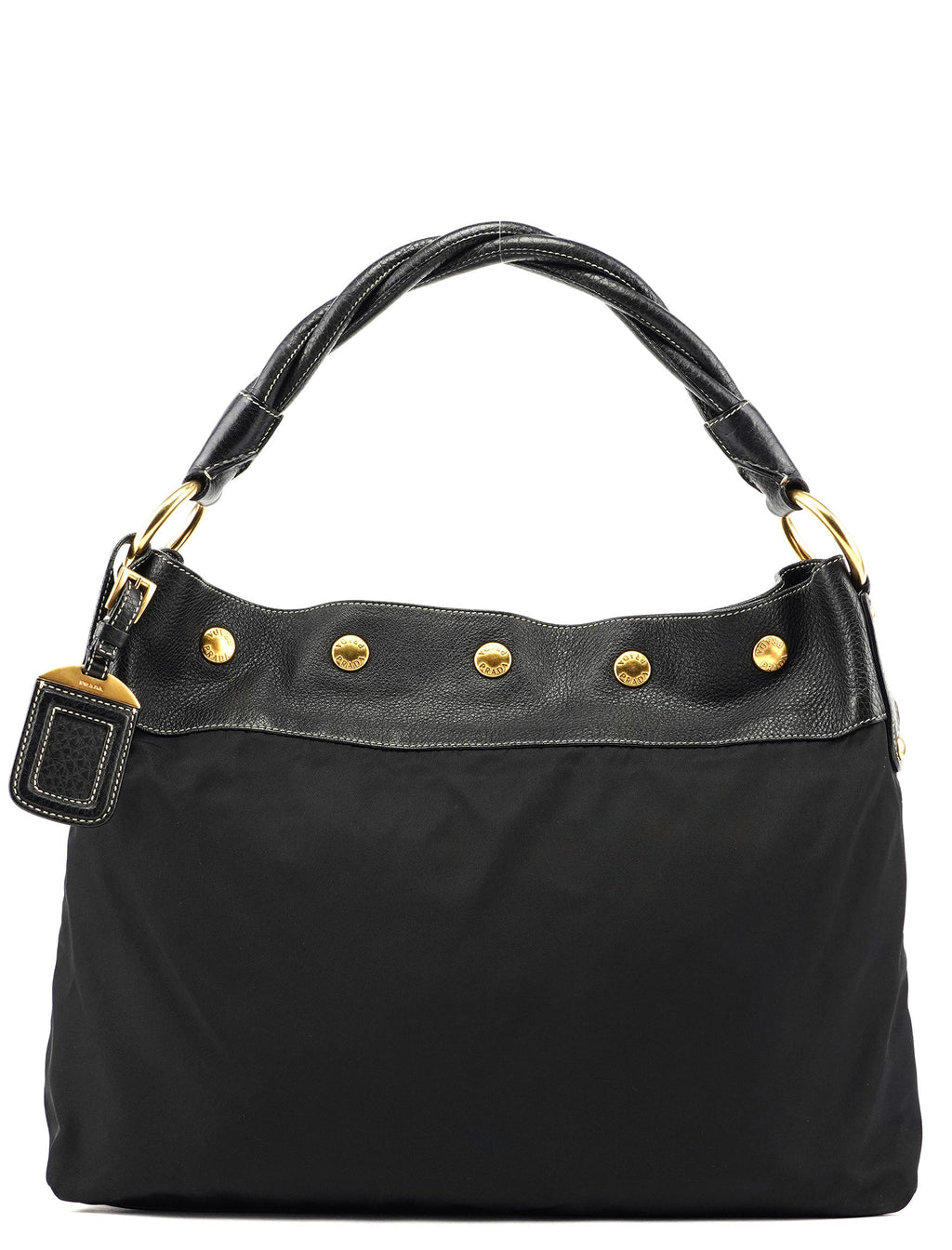 Black Tessuto Knot Leather Handle Bag