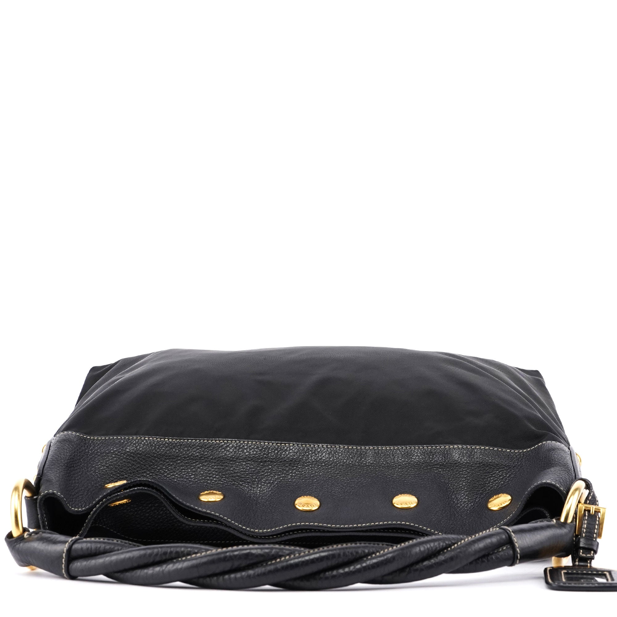 Black Tessuto Knot Leather Handle Bag