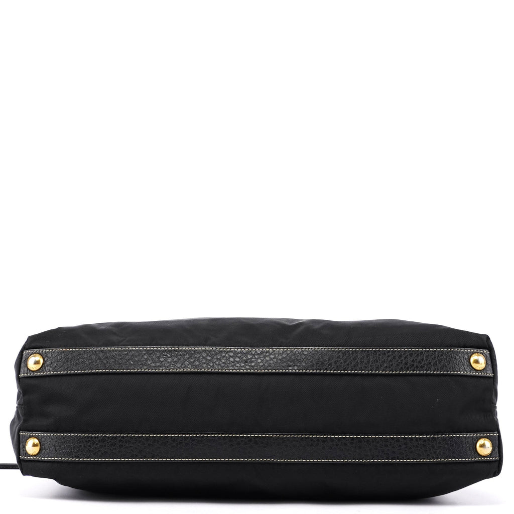 Black Tessuto Knot Leather Handle Bag