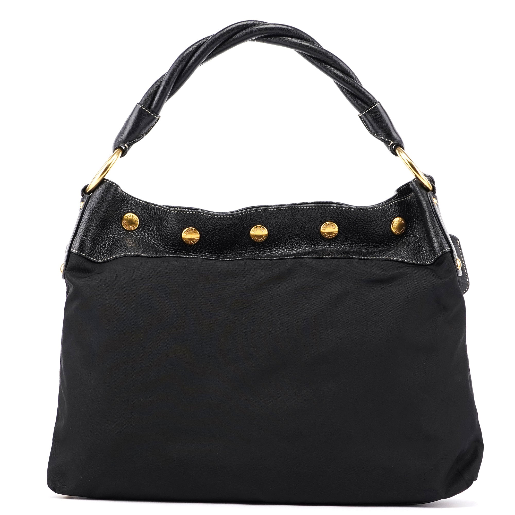 Black Tessuto Knot Leather Handle Bag