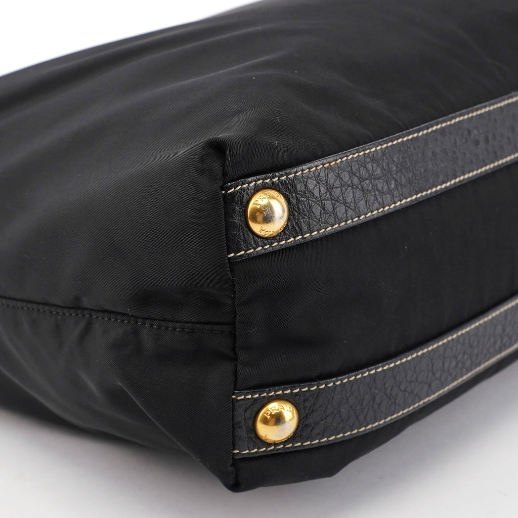 Black Tessuto Knot Leather Handle Bag