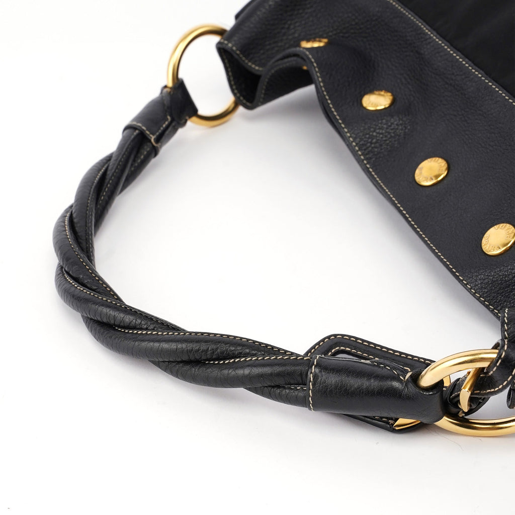 Black Tessuto Knot Leather Handle Bag