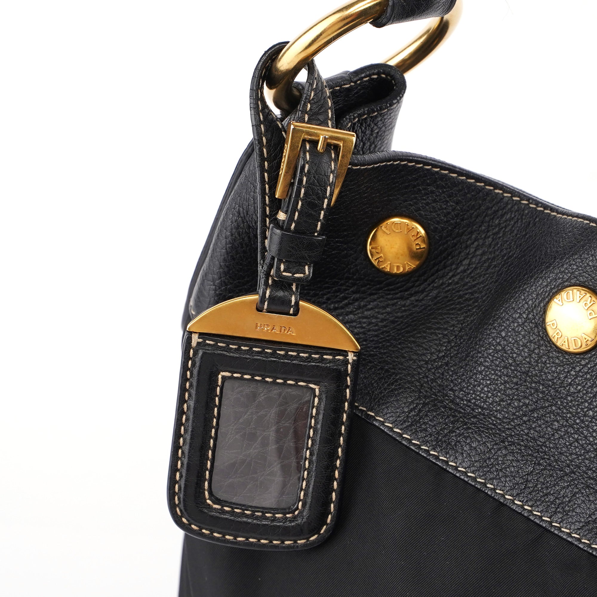 Black Tessuto Knot Leather Handle Bag