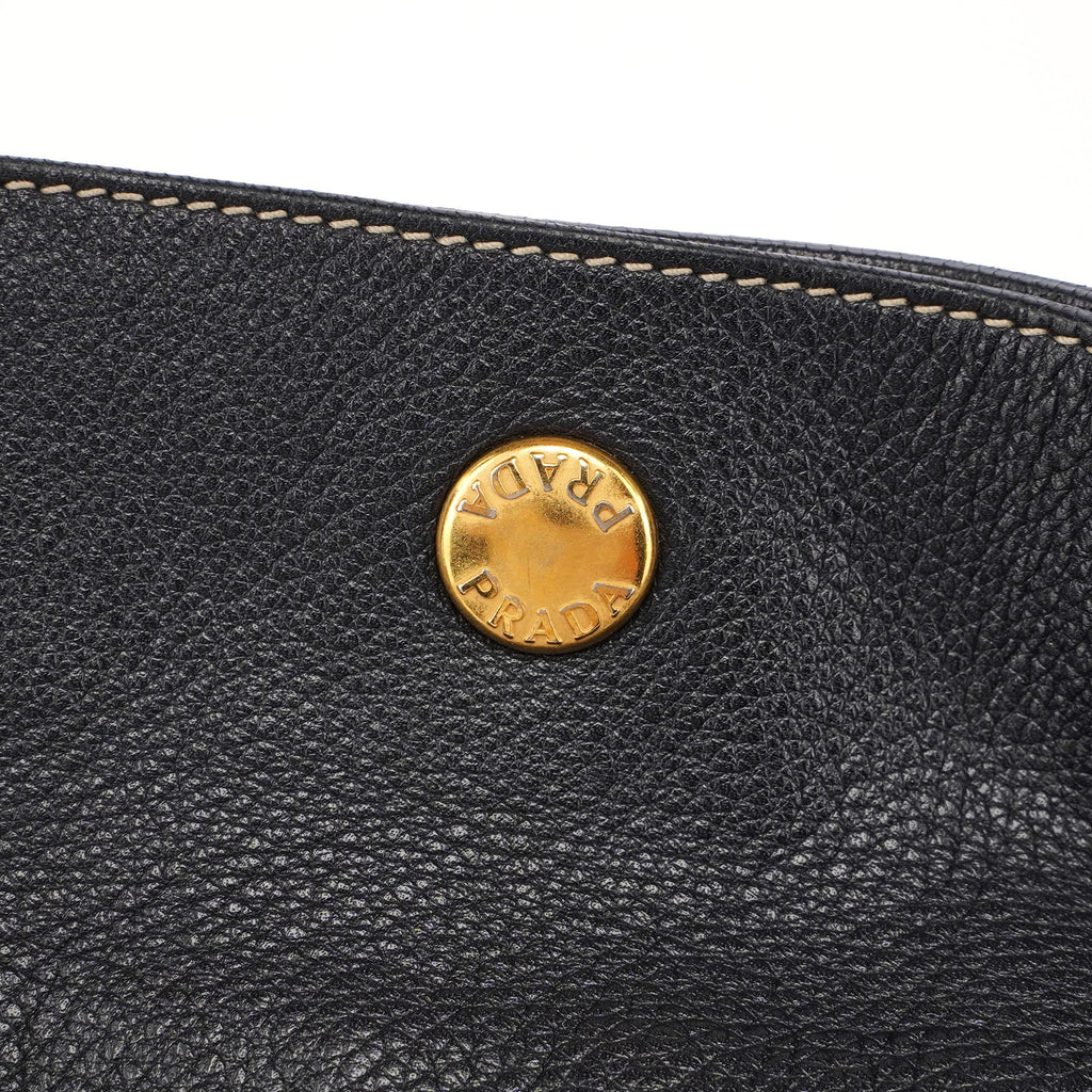 Black Tessuto Knot Leather Handle Bag