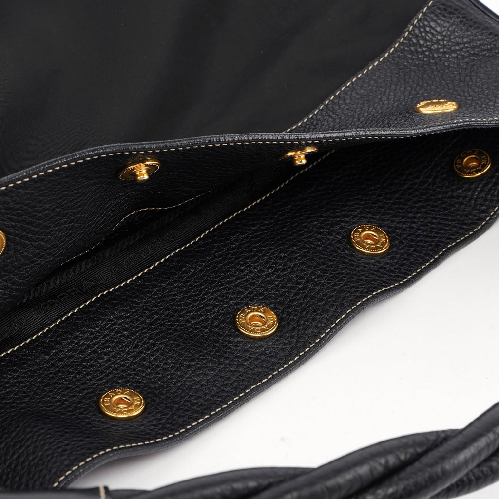 Black Tessuto Knot Leather Handle Bag