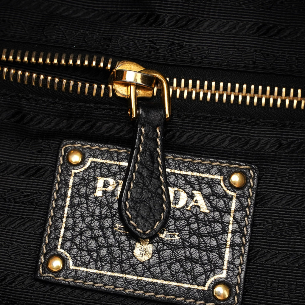 Black Tessuto Knot Leather Handle Bag