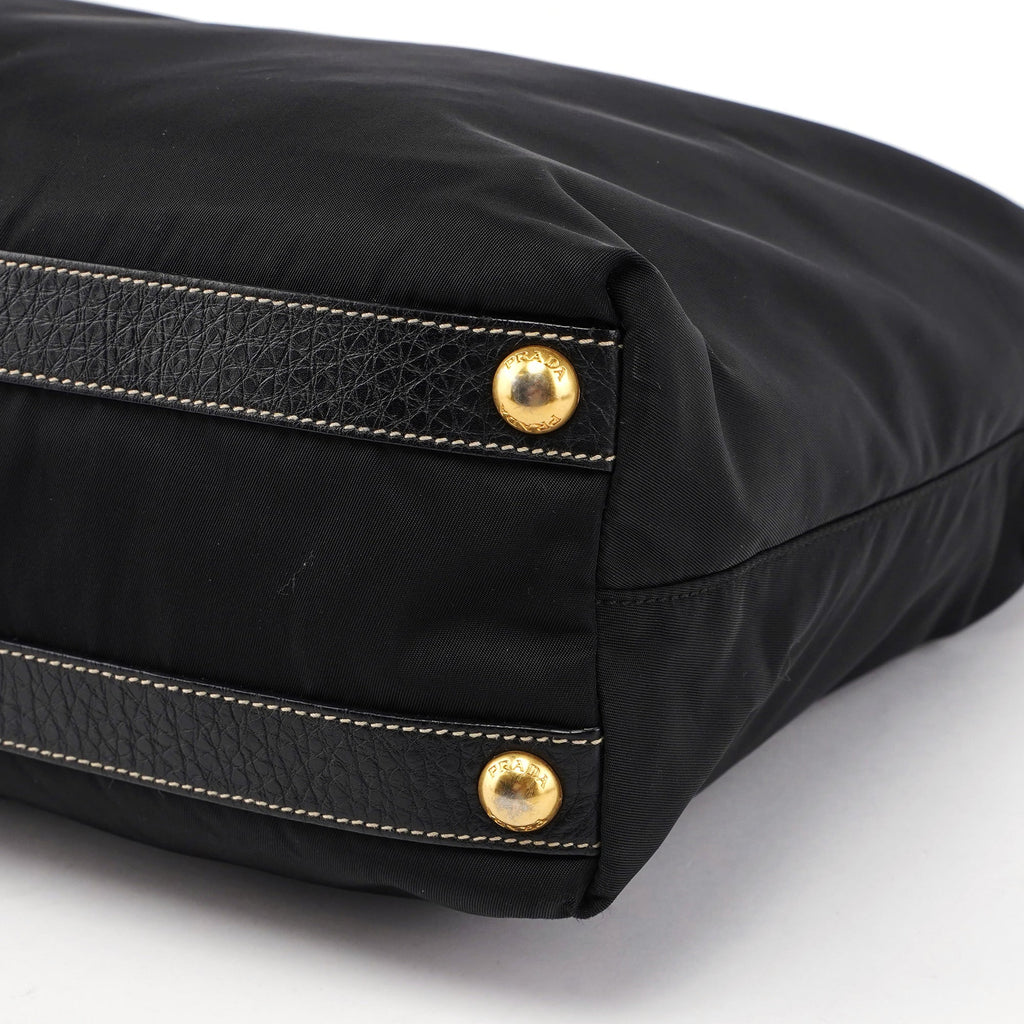 Black Tessuto Knot Leather Handle Bag