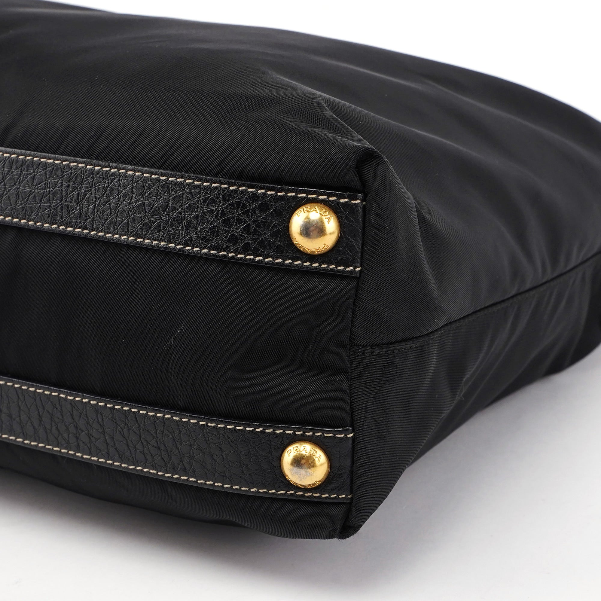 Black Tessuto Knot Leather Handle Bag