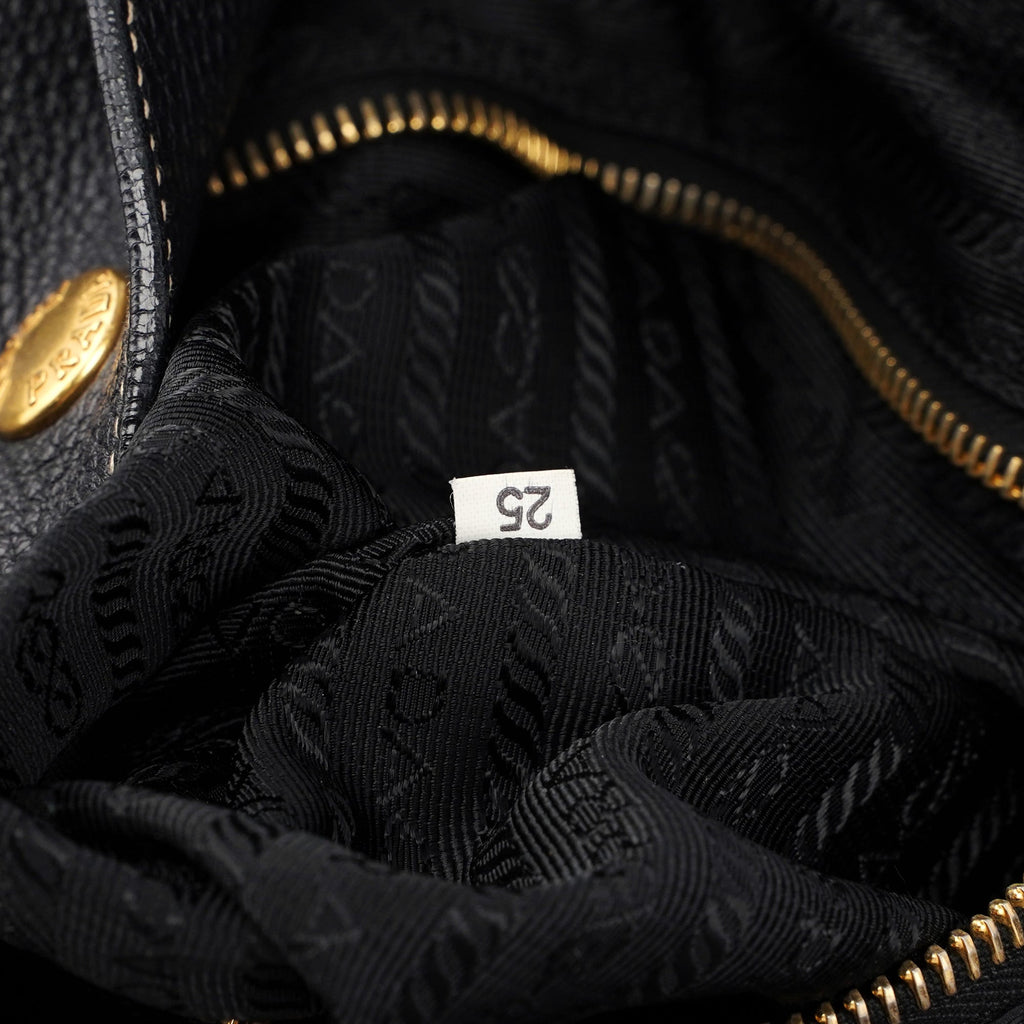 Black Tessuto Knot Leather Handle Bag