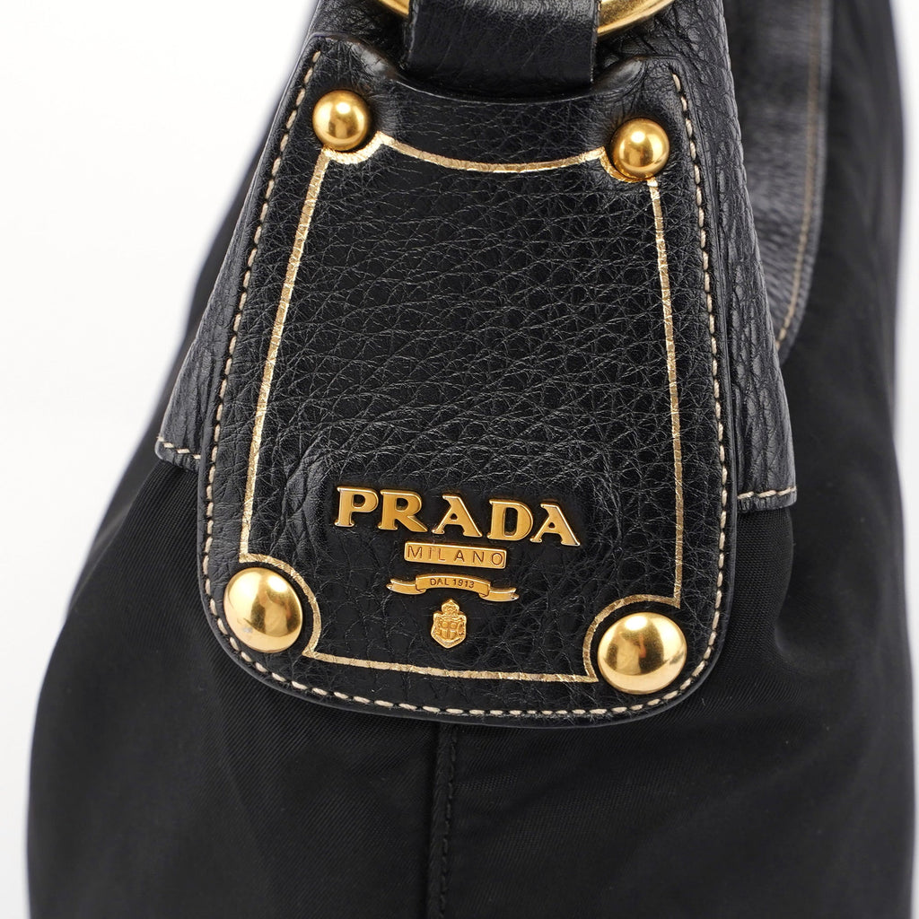 Black Tessuto Knot Leather Handle Bag