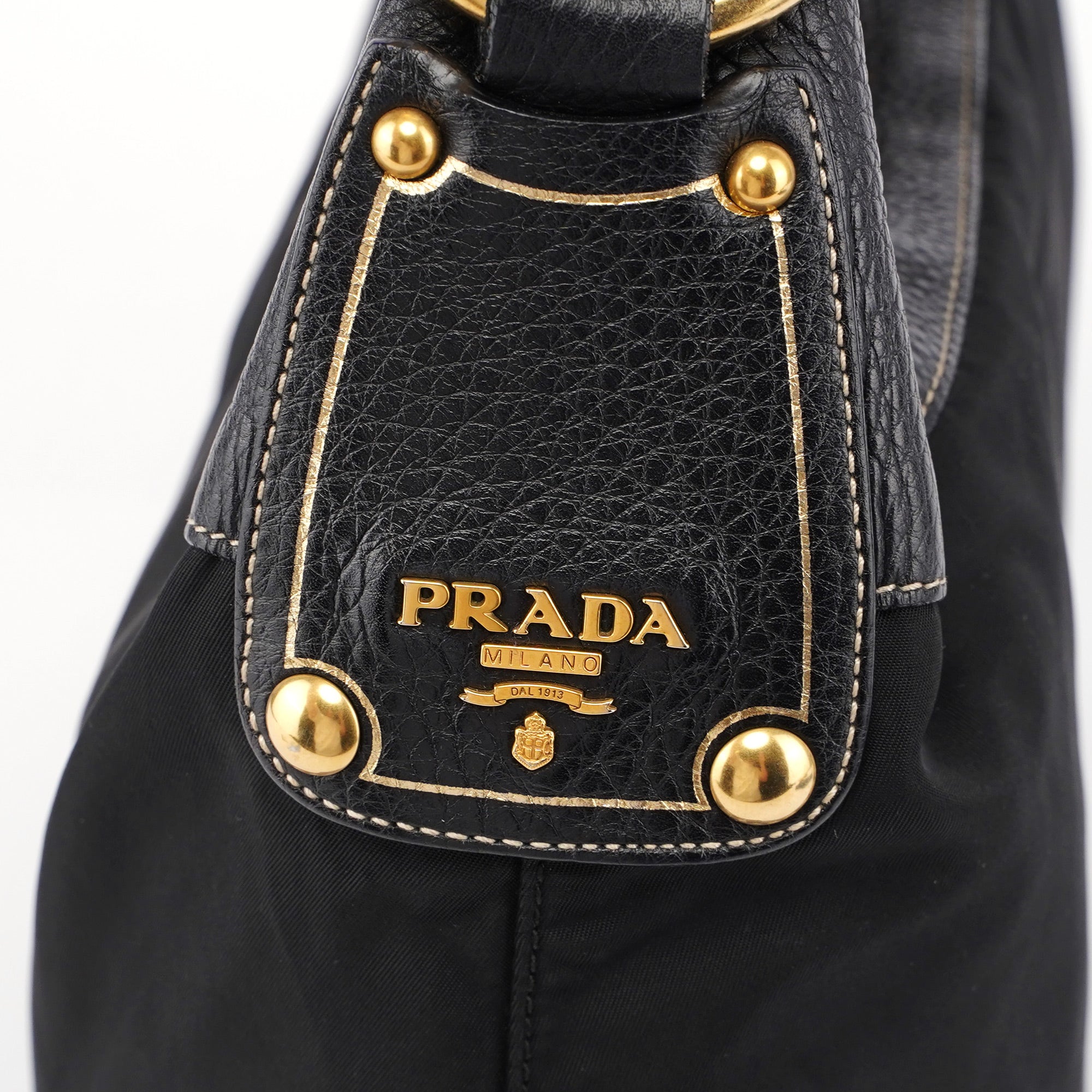 Black Tessuto Knot Leather Handle Bag