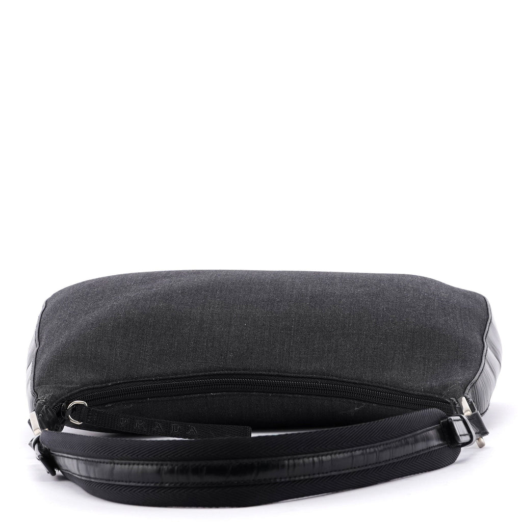 Black Tessuto Leather Shoulder Bag