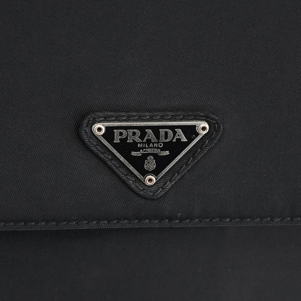 Black Tessuto Metal Nylon Top Handle Bag
