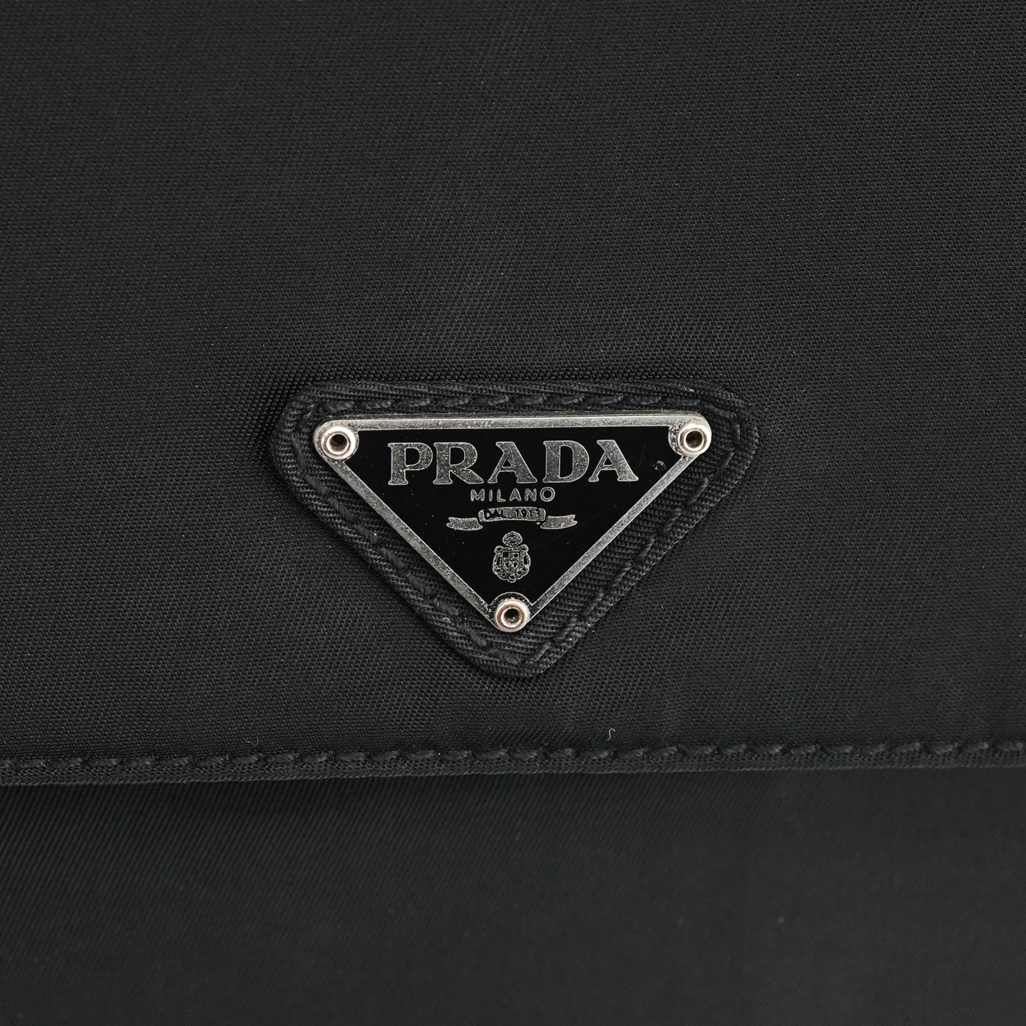 Black Tessuto Metal Nylon Top Handle Bag