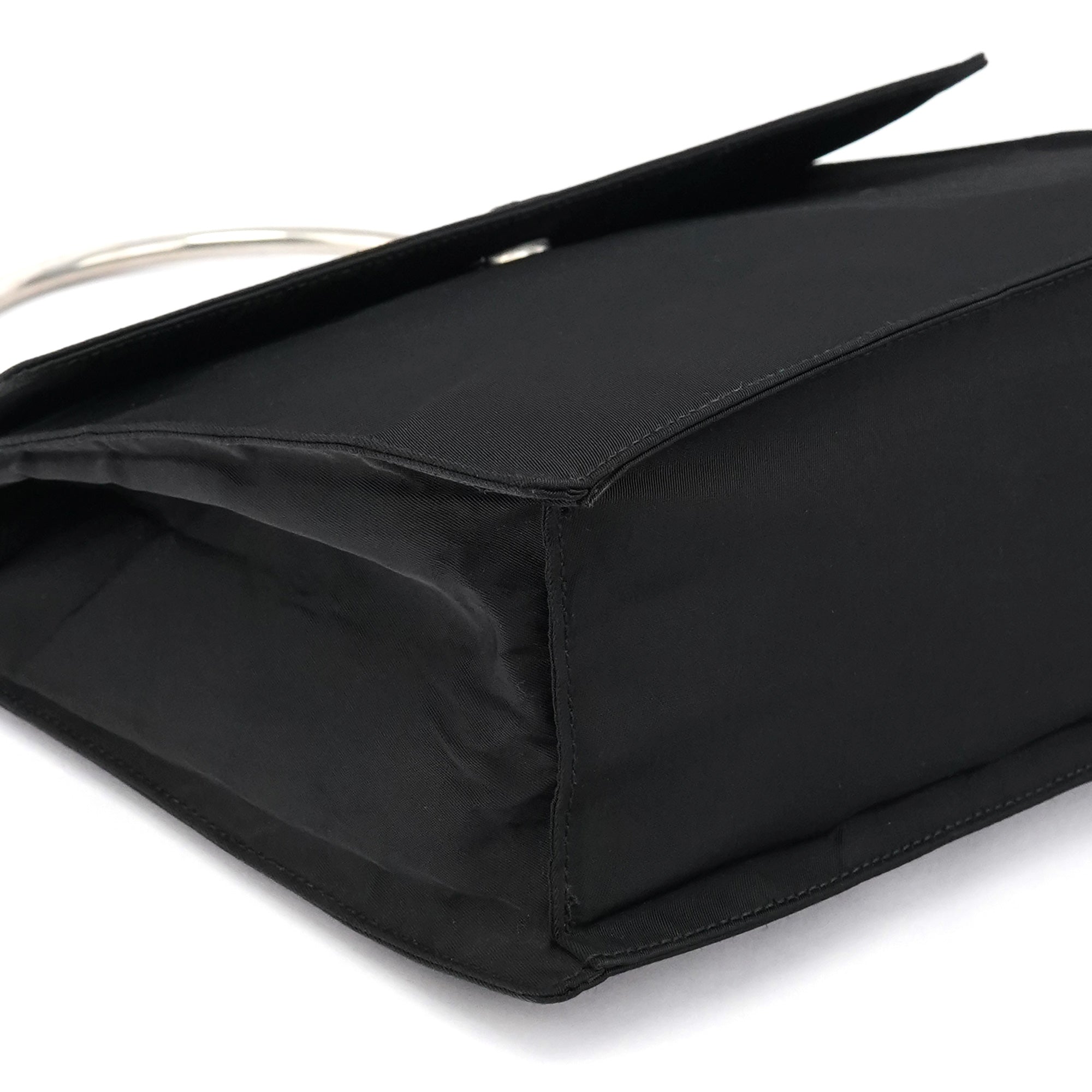 Black Tessuto Metal Nylon Top Handle Bag