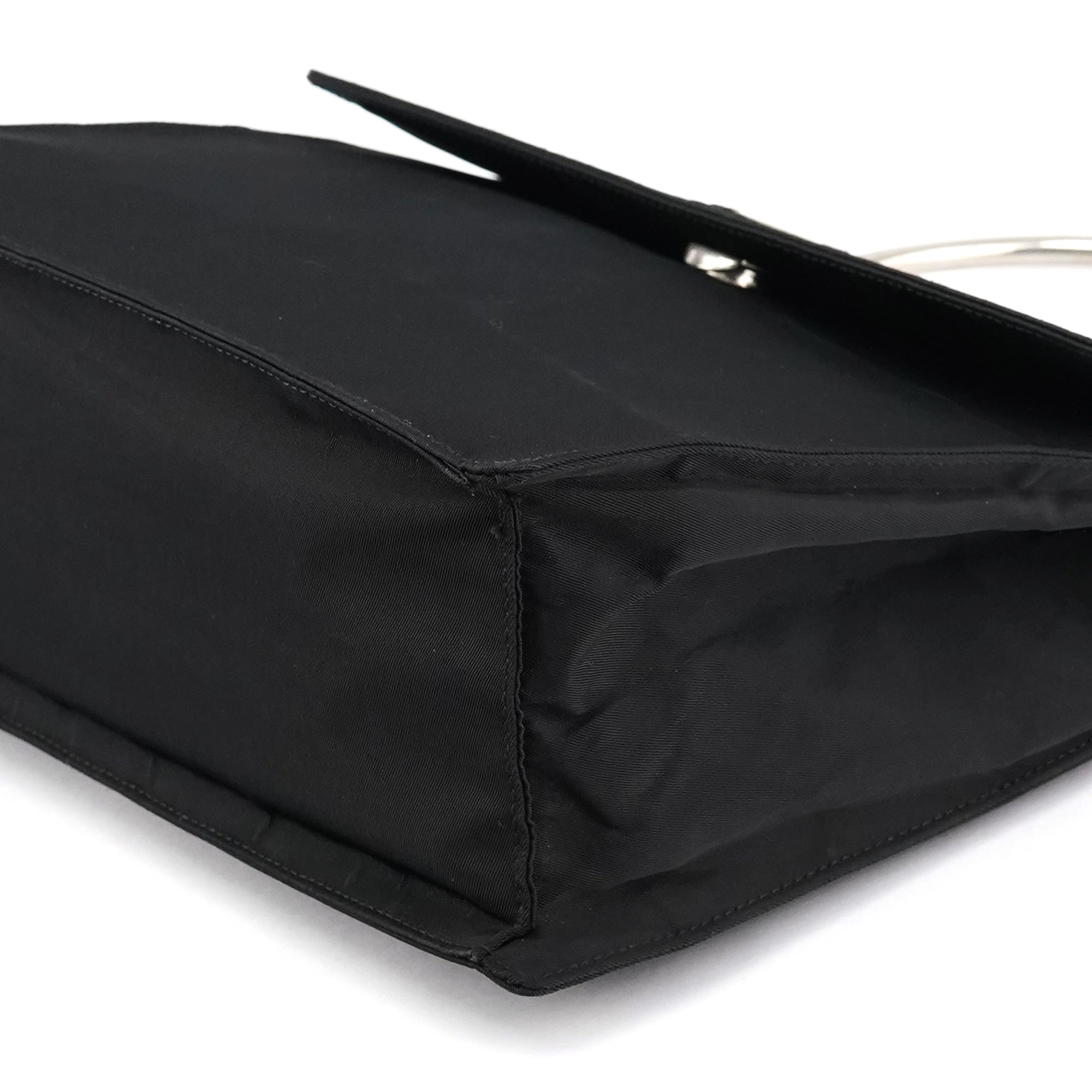 Black Tessuto Metal Nylon Top Handle Bag