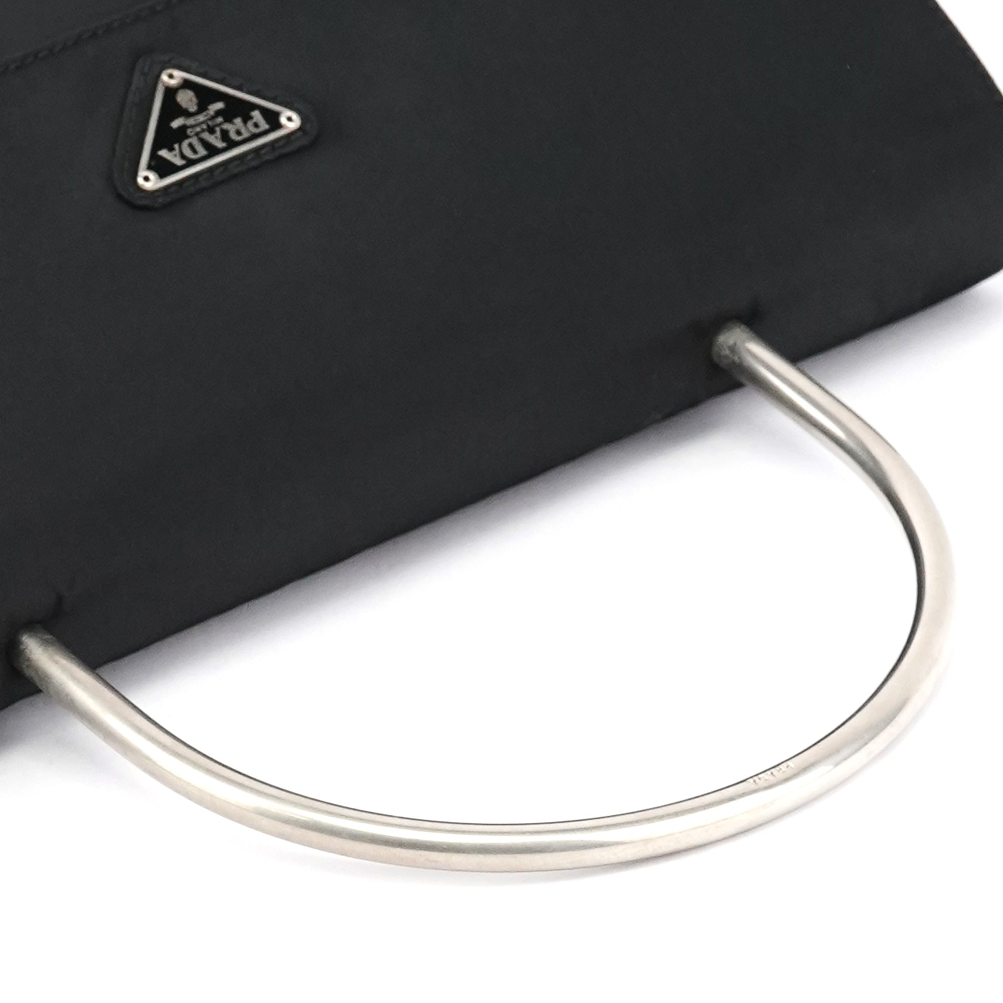 Black Tessuto Metal Nylon Top Handle Bag