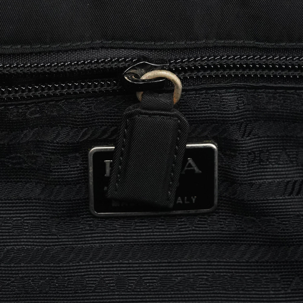 Black Tessuto Metal Nylon Top Handle Bag