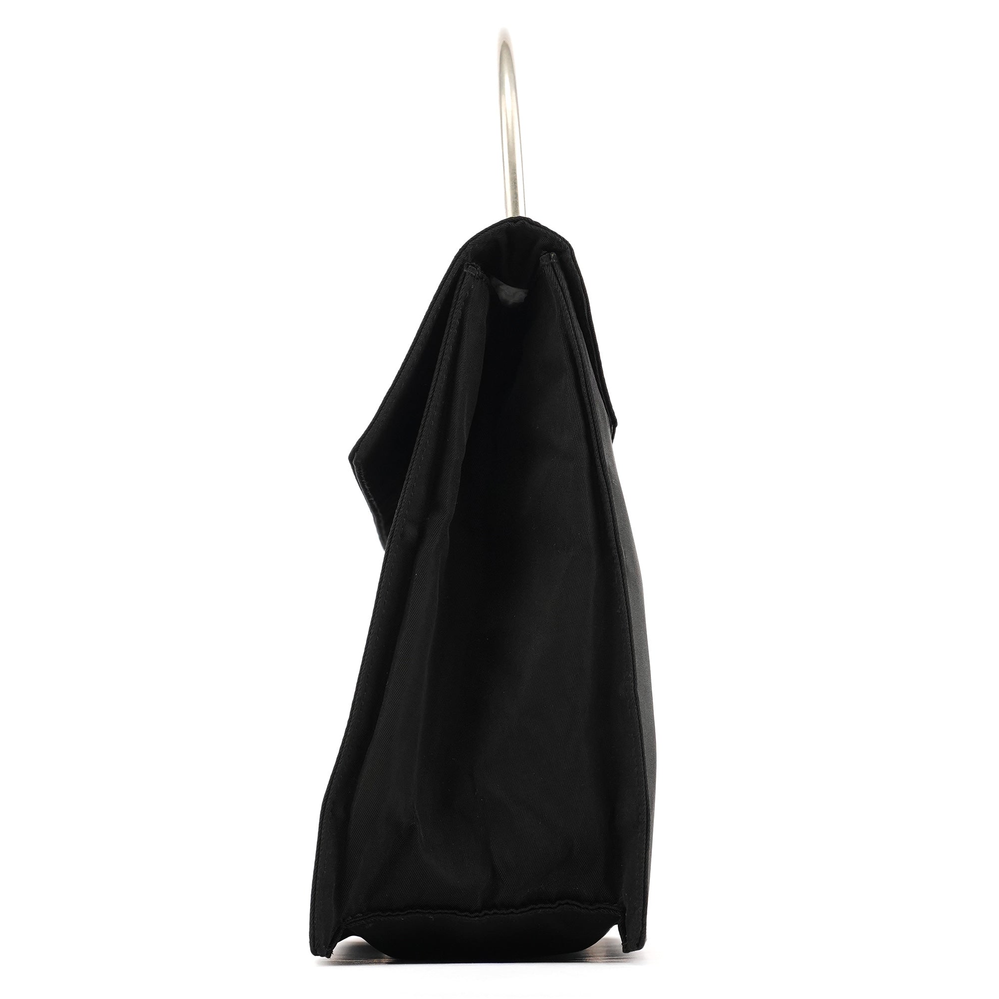 Black Tessuto Metal Nylon Top Handle Bag