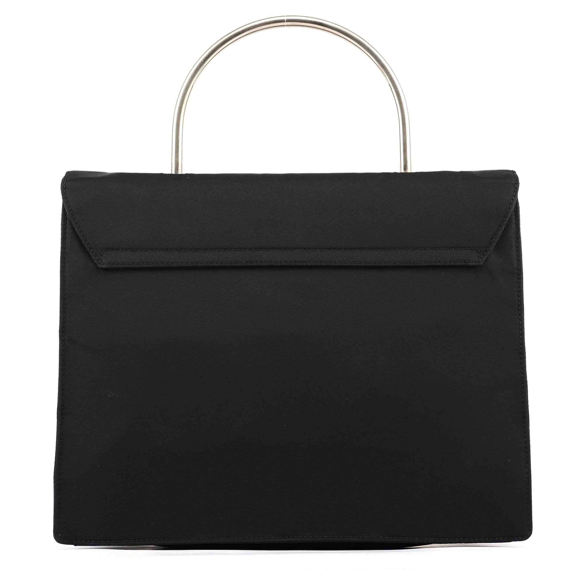 Black Tessuto Metal Nylon Top Handle Bag