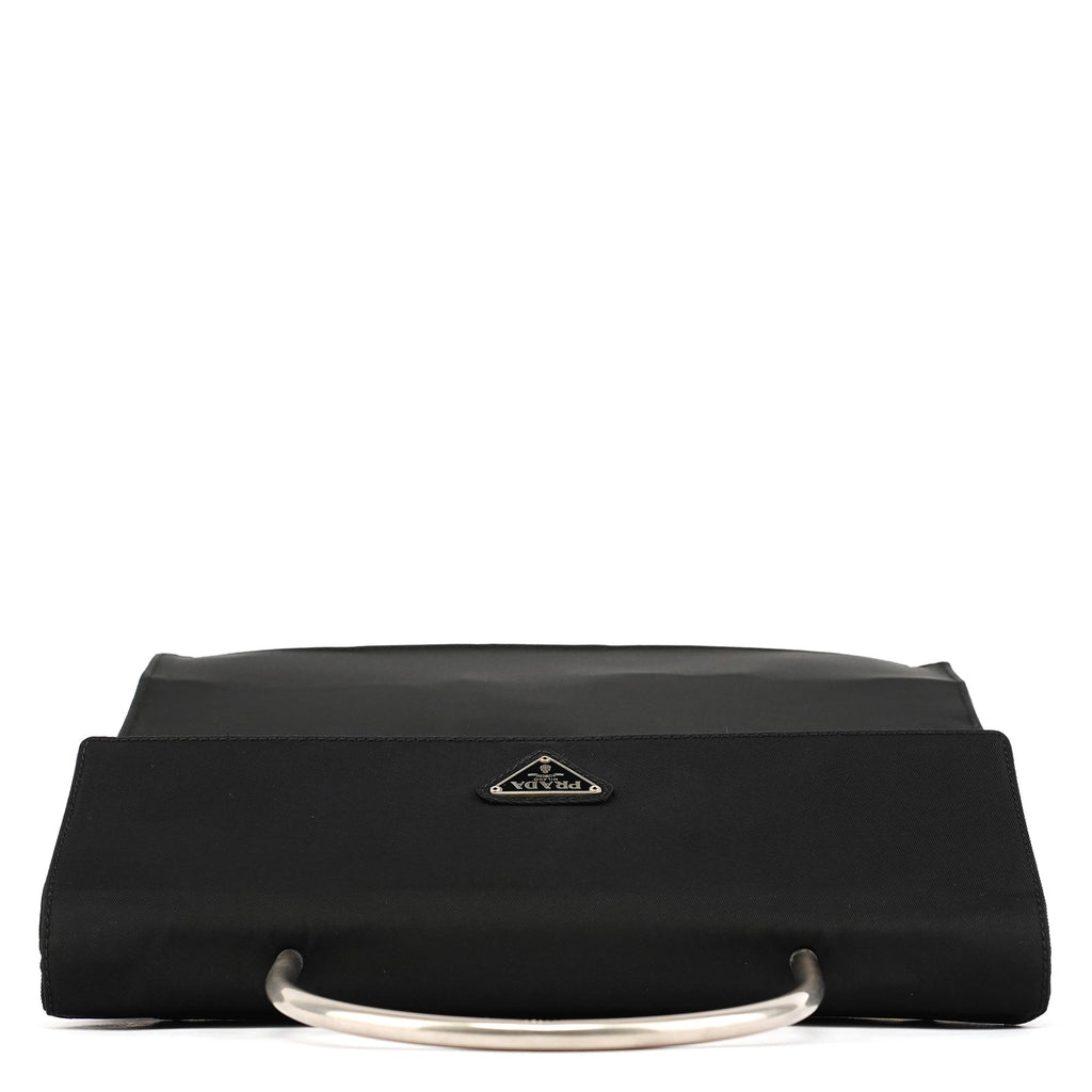 Black Tessuto Metal Nylon Top Handle Bag