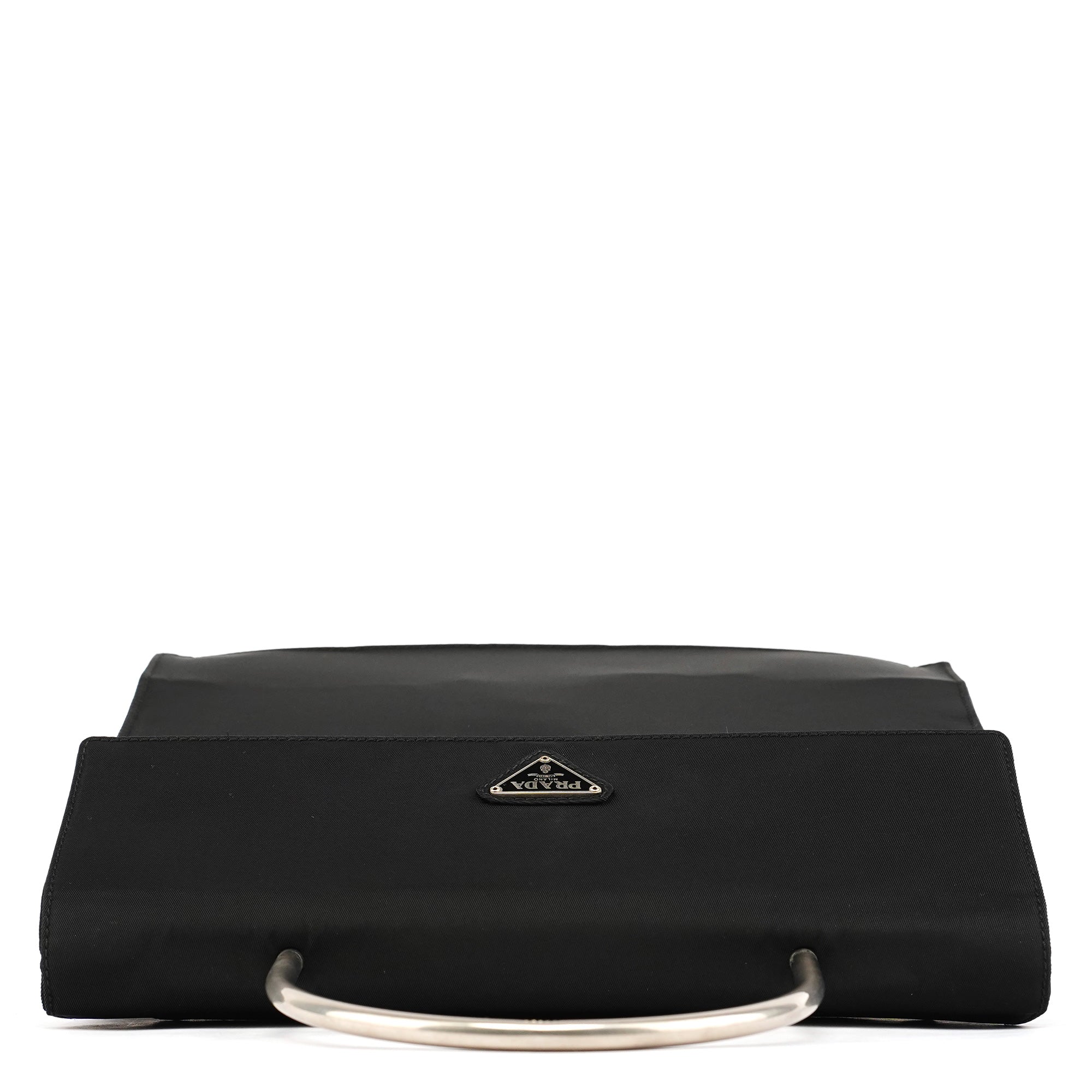Black Tessuto Metal Nylon Top Handle Bag
